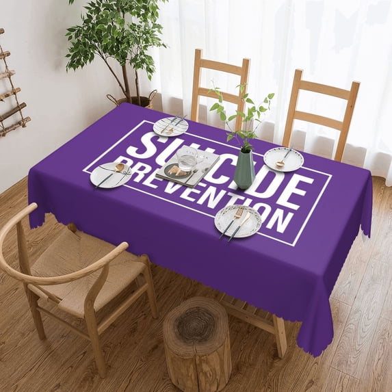 Suicide Prevention Month Tablecloth Rectangle Waterproof Spill-Proof Table Cloth Cover For Kitchen Dining Farmhouse Party Wedding Outdoor Picnic Camping 54x72in