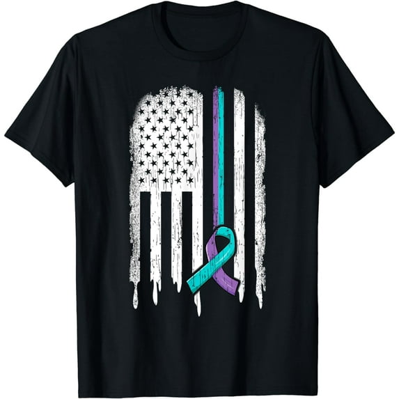 Suicide Prevention Shirt USA Flag Ribbon Suicide Survivor T-Shirt