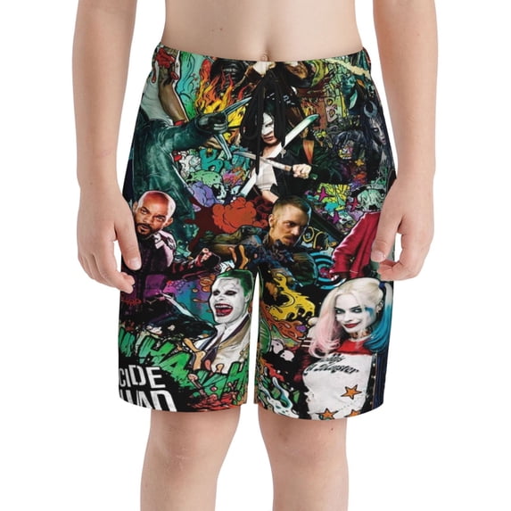Suicide Squad Boy'S Swim Trunks Quick Dry Board Shorts Kids Beach Swim Shorts Bathing Suits Swimsuit