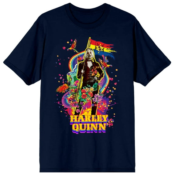 Suicide Squad DC Comic Harley Quinn Men's Navy Blue Graphic Tee-M