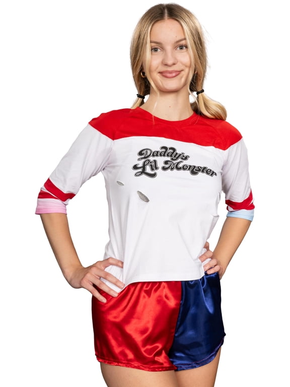 Suicide Squad Harley Quinn Daddys Little Monster Shirt and Shorts Pajama Set Halloween Costume Cosplay