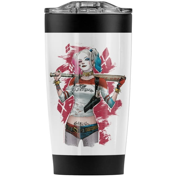 Suicide Squad Harley Quinn Drawn Bat Stainless Steel Tumbler 20 oz Coffee Travel Mug/Cup, Vacuum Insulated & Double Wall with Leakproof Sliding Lid | Great for Hot Drinks and Cold Beverages