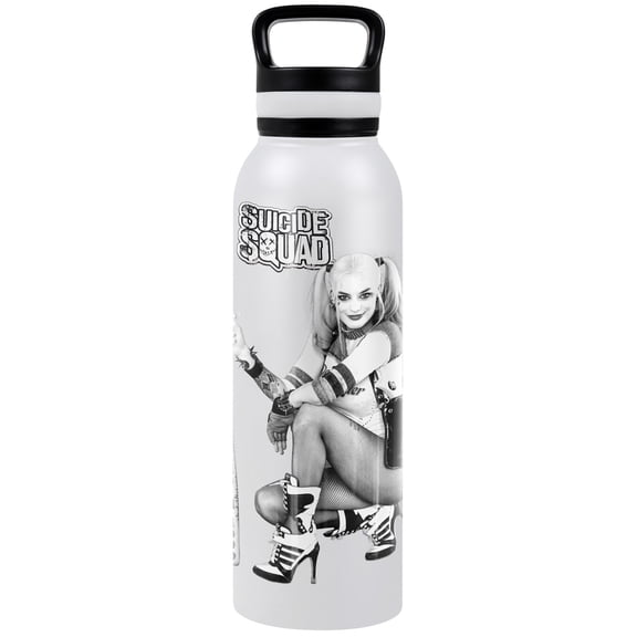Suicide Squad - Harley Quinn (Robbie) Official Kneel 24 oz Insulated Canteen Water Bottle, Leak Resistant, Vacuum Insulated Stainless Steel with Loop Cap
