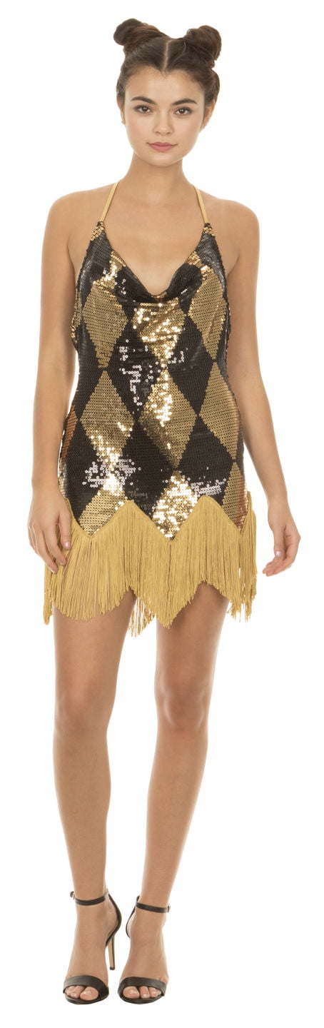 Suicide Squad Harley Quinn Sequin Chemise Costume Dress with Fringe. -  Walmart.com