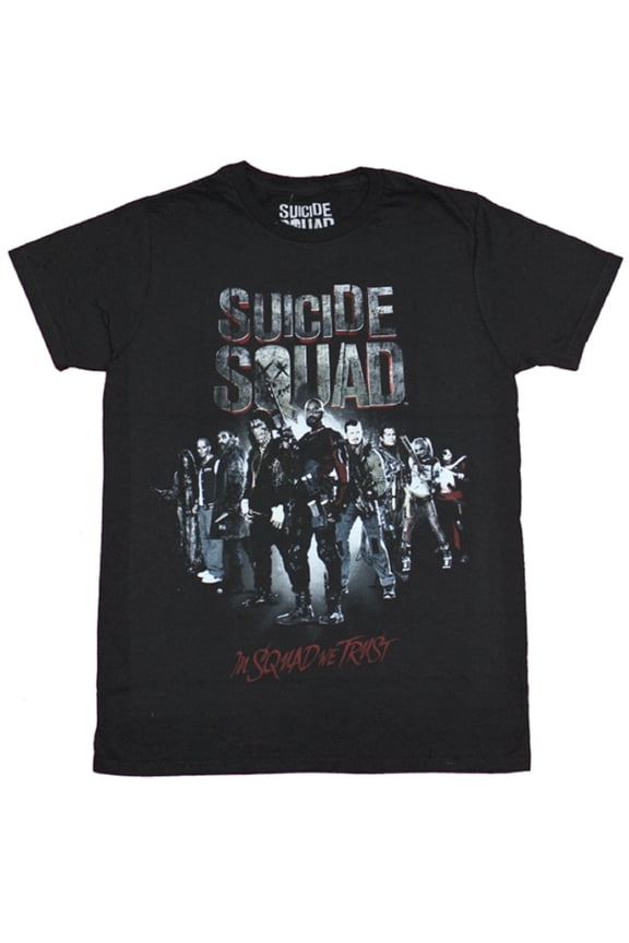"In Squad We Trust" Men's Black Crew Neck T-Shirt (XL)