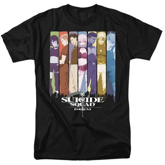 Suicide Squad Isekai Line Up Unisex Adult T Shirt, Black, X-Large