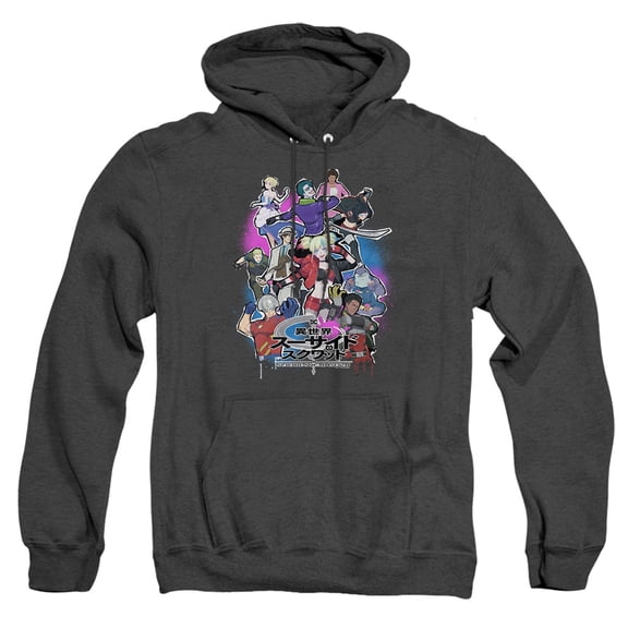 Suicide Squad Isekai Poster Unisex Adult Pull-Over Heather Hoodie, Black Heather, 3X-Large