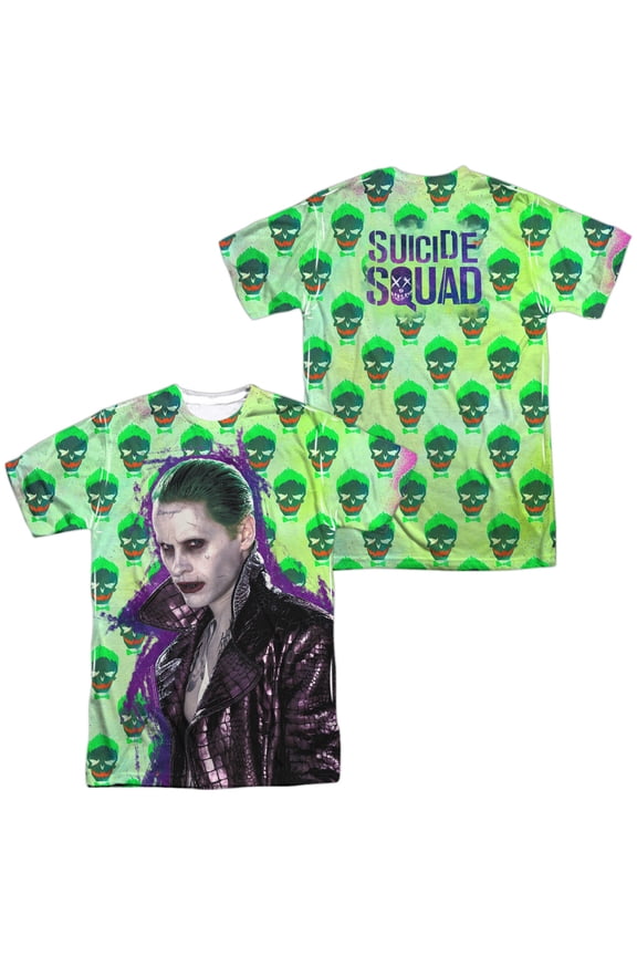Suicide Squad Joker Jacket Skull Unisex Adult Sublimated Costume T Shirt (Front/Back), 3X-Large