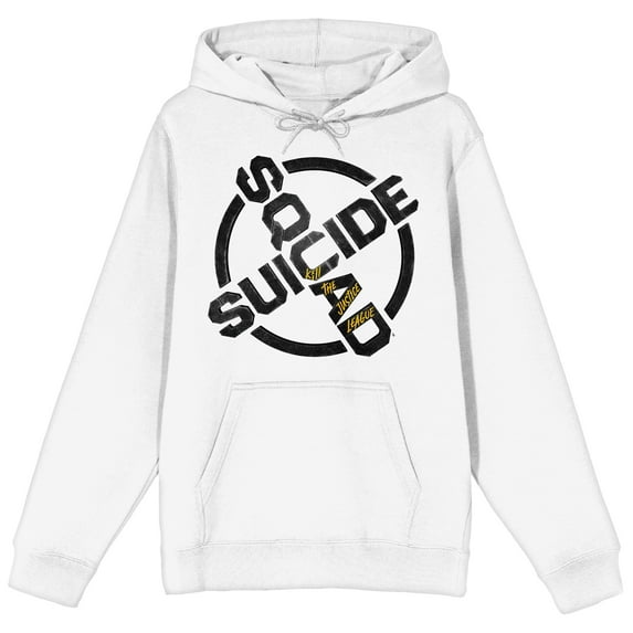 Suicide Squad: Kill the Justice League Game Logo Adult White Graphic Hoodie-Large