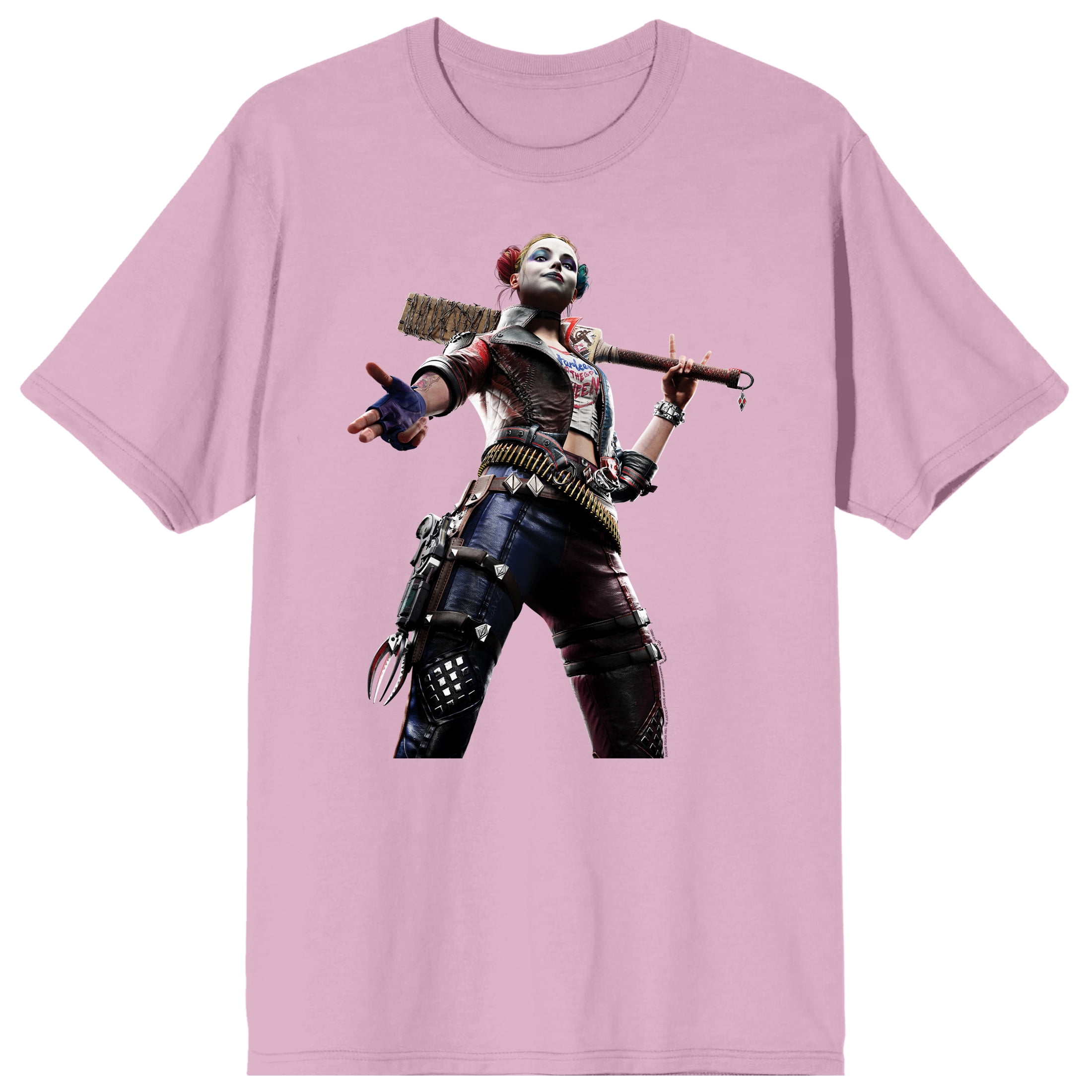 Suicide Squad Kill the Justice League Harley Quinn Men s Pink Short Sleeve Crew Neck Tee 3XL