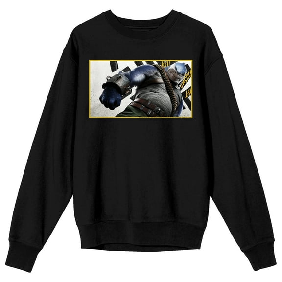 Suicide Squad: Kill the Justice League King Shark Adult Black Crew Neck Sweatshirt-Small