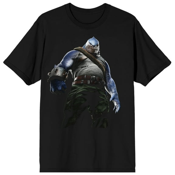 Suicide Squad: Kill the Justice League King Shark Men's Black Short Sleeve Crew Neck Tee-Medium