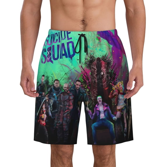 Suicide Squad Mens Swim Trunks Quick Dry Board Shorts With Mesh Lining, Beach Shorts Swimwear Bathing Suits