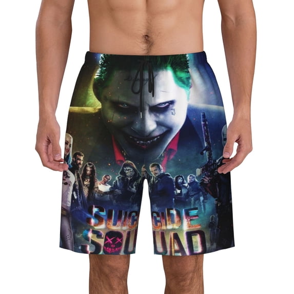 Suicide Squad Mens Swim Trunks Quick Dry Board Shorts With Mesh Lining, Beach Shorts Swimwear Bathing Suits