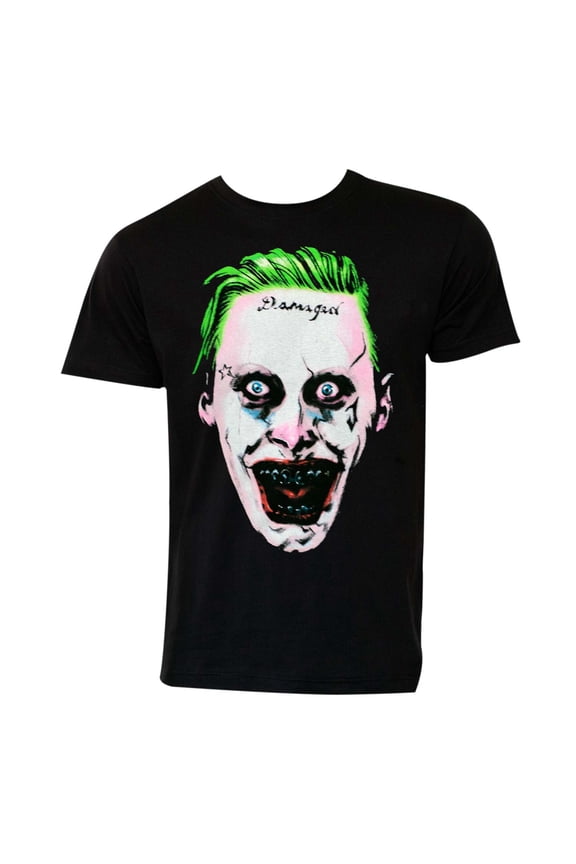 Mens T-Shirt - Giant Damaged Joker Face Image (Small)