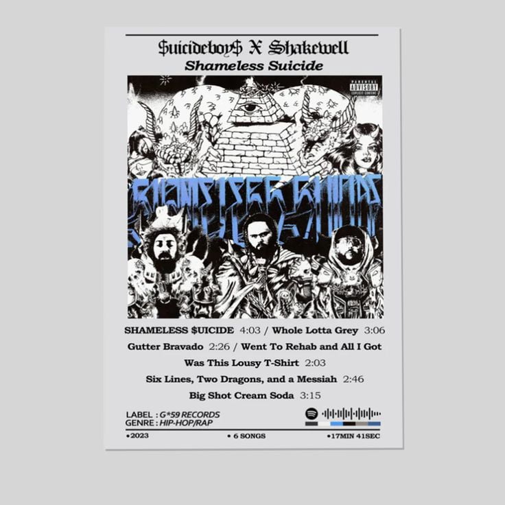 Suicideboys Shameless Suicide Album Poster Size 24''x36'' The Orange ...
