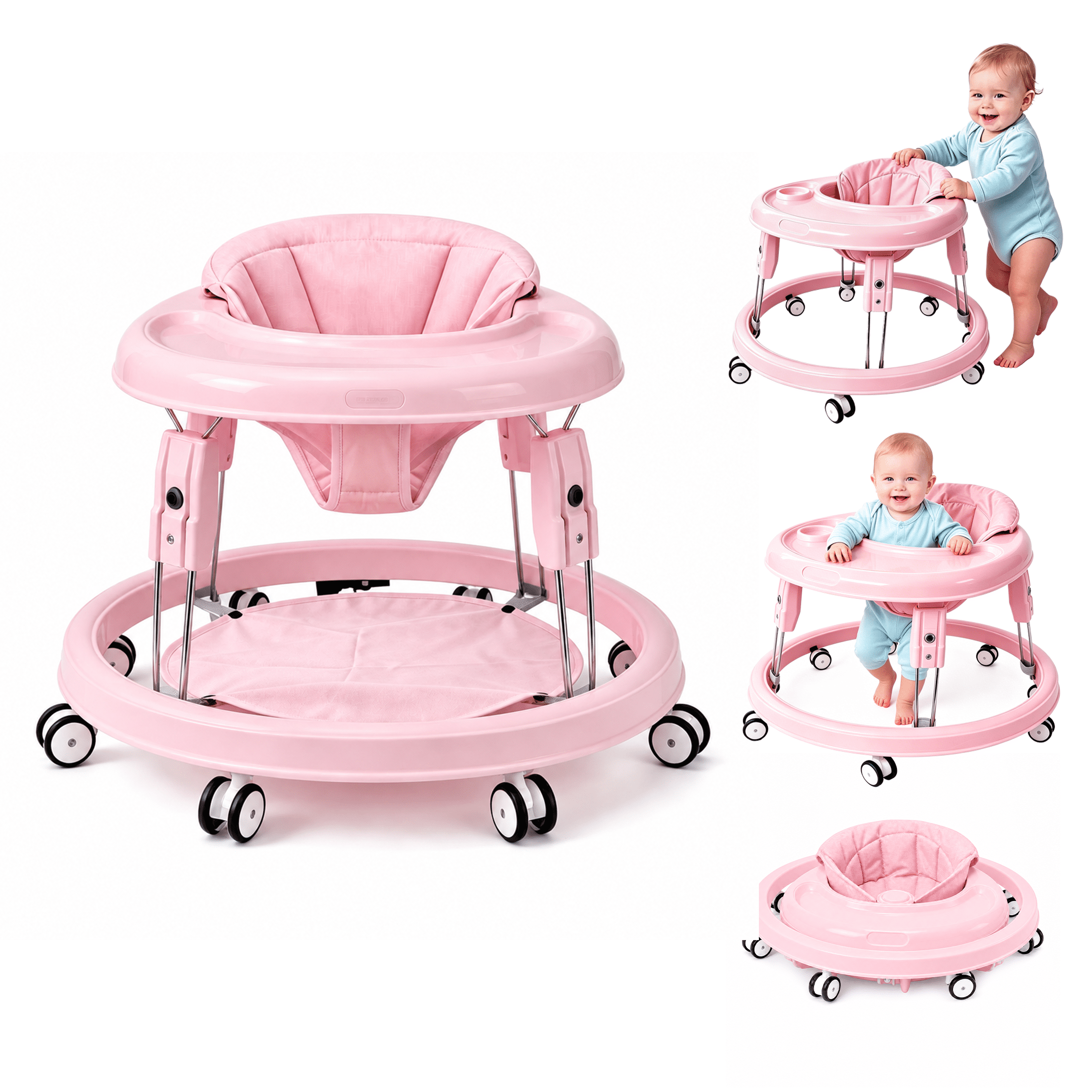 Walkier Baby suihuooo Baby Walker, Pink, Height Adjustable 6-18 Months - Walmart.com