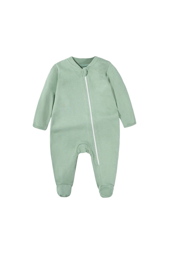 Baby Boys Full Zip Up Romper Front Zipper Soft Long Sleeve Footed Onesie Cozy Sleeper One-Piece Casual Jumpsuit Crawling Bodysuits,Sizes 6-9 Months