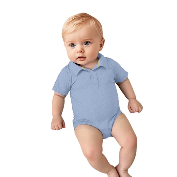 Suilloe Boys Bodysuits Short Sleeve Solid Color Collared Polo Triangle Romper Baby Boys Girls Comfortable Minimalist Gentleman Clothes,Sizes 12-18 Months