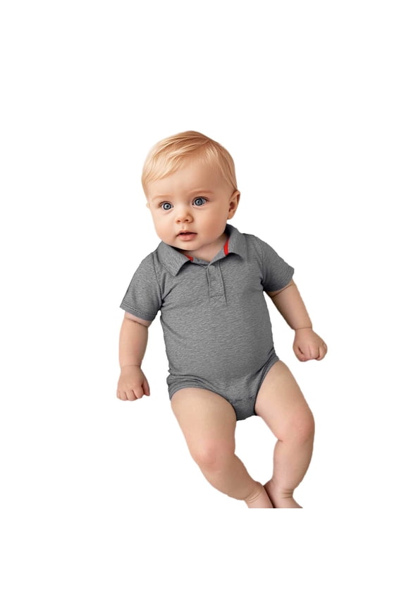 Boys Bodysuits Short Sleeve Solid Color Collared Polo Triangle Romper Baby Boys Girls Comfortable Minimalist Gentleman Clothes,Sizes 18-24 Months