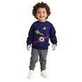 thumbnail image 1 of Suilloe Toddler Boys Hoodless Sweatshirts Cartoon Plane Print Long Sleeve Hoodies Pullover Casual Round Neck Fashion No Hood Sweatshirt For Toddler And Youth，7-8Y, 1 of 7
