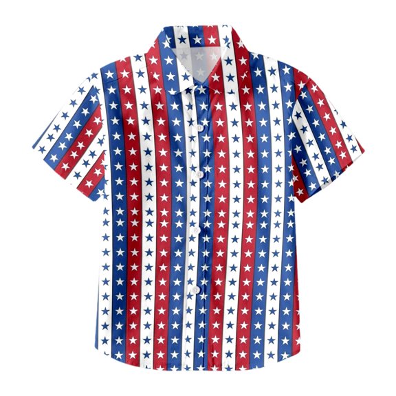Suilloe Toddler Boys Polo Shirts Independence Day 4Th Of July Prints Short Sleeve Buttons Top Kids Unisex Summer Beach Seaside Vacation Trendy Shirts,3 -4 Years