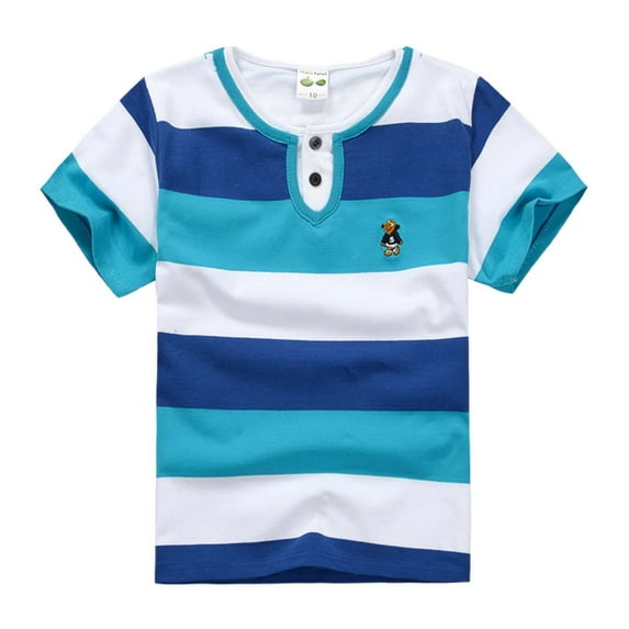 Suilloe Toddler Boys T-Shirts Summer Colorful Striped Short Sleeve T Shirt Kids Boys Cute Round Neck Casual Tee Tops,7-8 Years