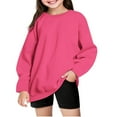 thumbnail image 1 of Suilloe Toddler Girl Hoodless Sweatshirts Winter Warm Straight Sleeves Pure Color Oversized Pullover Top Unisex Casual Crewneck Fleece Clothes Minimalist No Hood Sweartshirts For Teen Girl Boy，5-6Y, 1 of 6