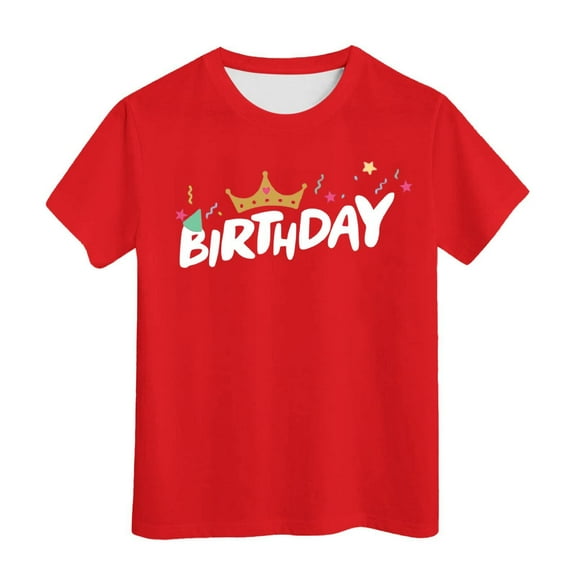 Suilloe Toddler Girls Birthday T Shirts Summer Letter Printed Crewneck Short Sleeve Basic Tee Kdis Girls Stylish Loose T Shirts,10 -11 Years