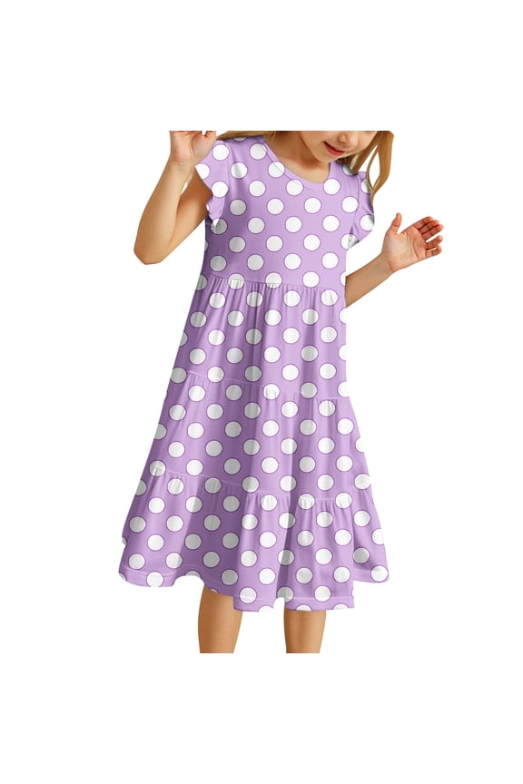 Toddler Girls Dresse Ssummer Polka Dot Sleeveless Dress Kids Girls Summer Comfortable Playwear Outdoor Activities Dresses12 -13 Years