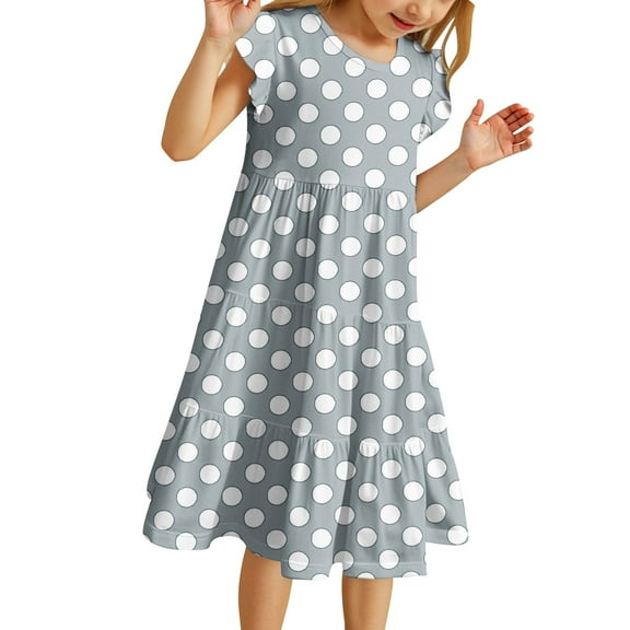 Suilloe Toddler Girls Dresse Ssummer Polka Dot Sleeveless Dress Kids Girls Summer Comfortable Playwear Outdoor Activities Dresses12 -13 Years