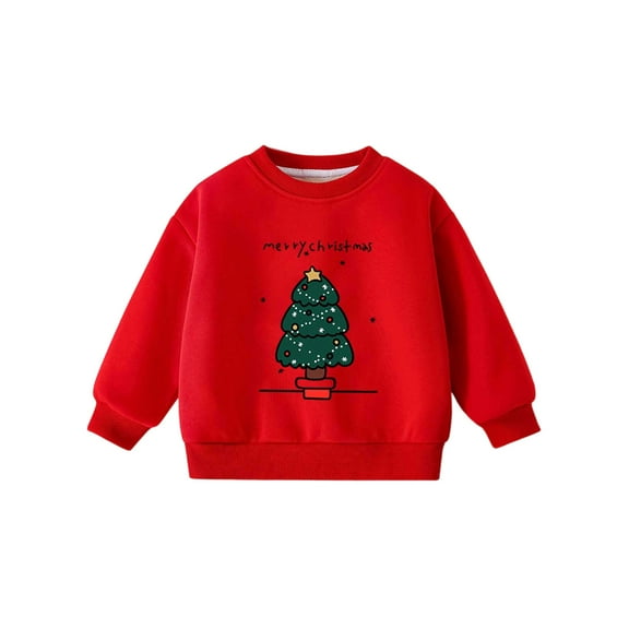 Suilloe Toddler Girls Hoodies Christmas Tree Long Sleeve Crewneck Fleece Hooded Sweatshirt Warm Winter Cozy Outerwear Casual Hpoodless Pullover For Kids Boys Girls,6 -7 Years