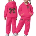 thumbnail image 1 of Suilloe Toddler Girls Outfit Sets Leopard Bowknot Print Long Sleeve Hoodie Pullover Tops Sweatpants Kids Boys Girls Classic Versatile Daily Outfits,10-11Years, 1 of 7