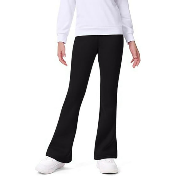 Suilloe Toddler Girls School Uniformss Pants Solid Color Fleece Lined Trousers Fall Winter Flare Casual Soft Warm Bottom Pants For Teen Girls,Black,5 -6 Years
