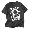 thumbnail image 1 of Suilloe Toddler Girls T Shirts Letter Anti Bullying Printed Round Neck Short Sleeve Tee Kids Girls Soft Loose Fashion Wearing Tees,3 -4 Years, 1 of 4