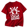 thumbnail image 1 of Suilloe Toddler Girls T Shirts Letter Anti Bullying Printed Round Neck Short Sleeve Tee Kids Girls Soft Loose Fashion Wearing Tees,6 -7 Years, 1 of 4