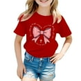 thumbnail image 1 of Suilloe Toddler Girls T-Shirts Summer Cross Bow Print Short Sleeve Round Neck Tee Kids Girls Casual Everyday Wear Comfortable T-Shirts，7 -8 Years, 1 of 4
