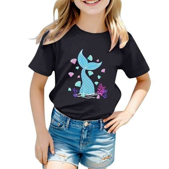 Suilloe Toddler Girls Tess Cute Animal Graphic Graphic Short Sleeve Shirt Kids Girls Summer Soft Stylish And Comfortable Tee Tops,2 -3 Years