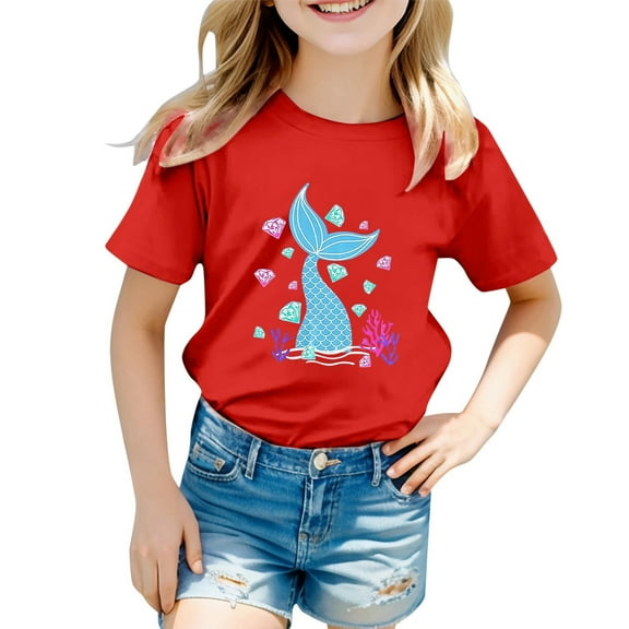 Suilloe Toddler Girls Tess Cute Animal Graphic Graphic Short Sleeve Shirt Kids Girls Summer Soft Stylish And Comfortable Tee Tops,2 -3 Years