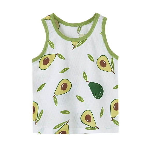 Suilloe Toddler Girls Tops Lovely Cartoon Avocado Graphic Round Neck Sleeveless Vest Top Kid Unisex Summer Soft Cool Daily Wear Sports Dance Tops,18 -24 Months