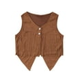 thumbnail image 1 of Suilloe Toddler Girls Tops Solid Sleeveless Western Fringe Vest Bohemian Style Suede Top Kids Girls Summer Festival Role Playing Tops,12 -14 Years, 1 of 7