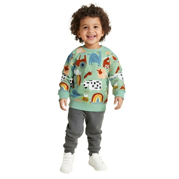 Suilloe Toddles Boys Hoodless Sweatshirts Cartoon Animal Print Long Sleeve Hoodies Pullover Casual Round Neck Fashion No Hood Sweatshirt For Toddler And Youth,6-7Y