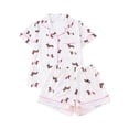 thumbnail image 1 of Suilloe Women's Valentine'S Pajamas Sets Cute Dachshund Print Collared Short Sleeve + Shorts 2Piece Pjs Snug Casual Loungewear Set，Sizes S, 1 of 9