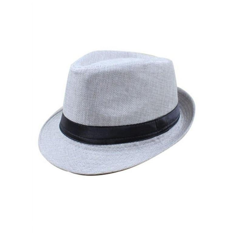 Summer Beach Sun Hat Men Women Jazz Panama Unisex Trilby Fedora Hat  Gangster Cap