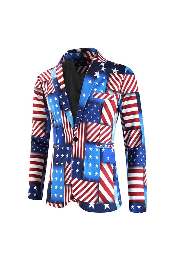 Suit Big and Tall Jackets for Men Blazer Blue Sport Coats Patriotic Lightweight Mens Winter Clothes