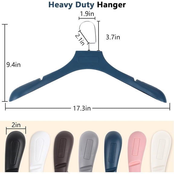 Suit Hangers for Men 20 Pack, Sweater Hangers No Shoulder Bump Non Slip Width 17.7", Plastic Clothes Hangers Blue with Metal Hook