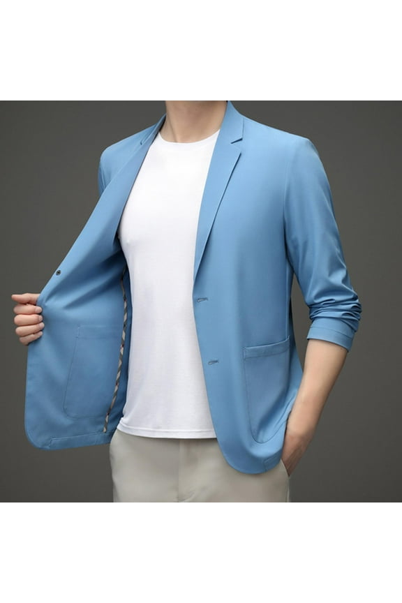 Suit Jacket Men Breathable 2 Buttons Classy Mens Suit Coats. Mens Sport Coats and s Suit for Wedding Celebrations Gift , Blue XL