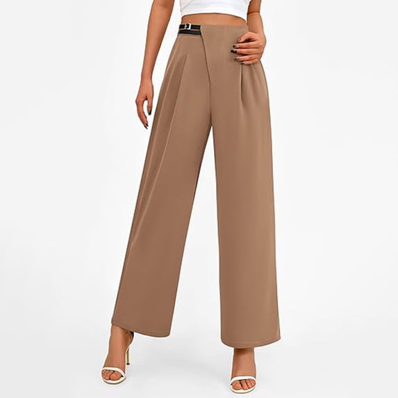 Suit Pants Women High Waisted Straight Leg Wide Leg Dressy Pant Relaxed Fits Business Office Work Dress Pant Casual Solid Loose Fits Lightweight Comfy Long Trousers