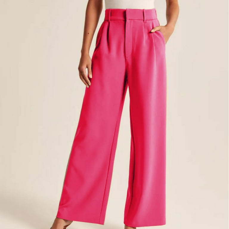 Suit Pants for Women Solid Color High Waist Straight Leg Pant with Pockets Plus Size Winter Lounge Ankle Length Trousers Walmart