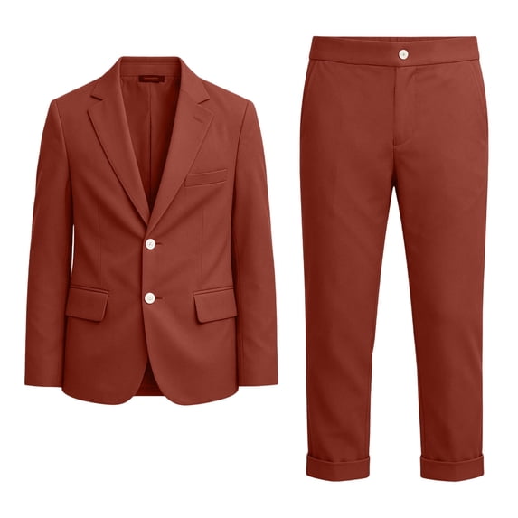 KyCheLot Suit Sets for Boys Lapel Neck Long Sleeve Button down Blazers Long Pants Trendy Dressy School Uniform